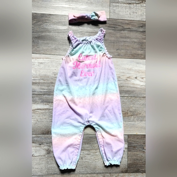 Mini Heroes Mermaid Romper with matching headband - Picture 1 of 6